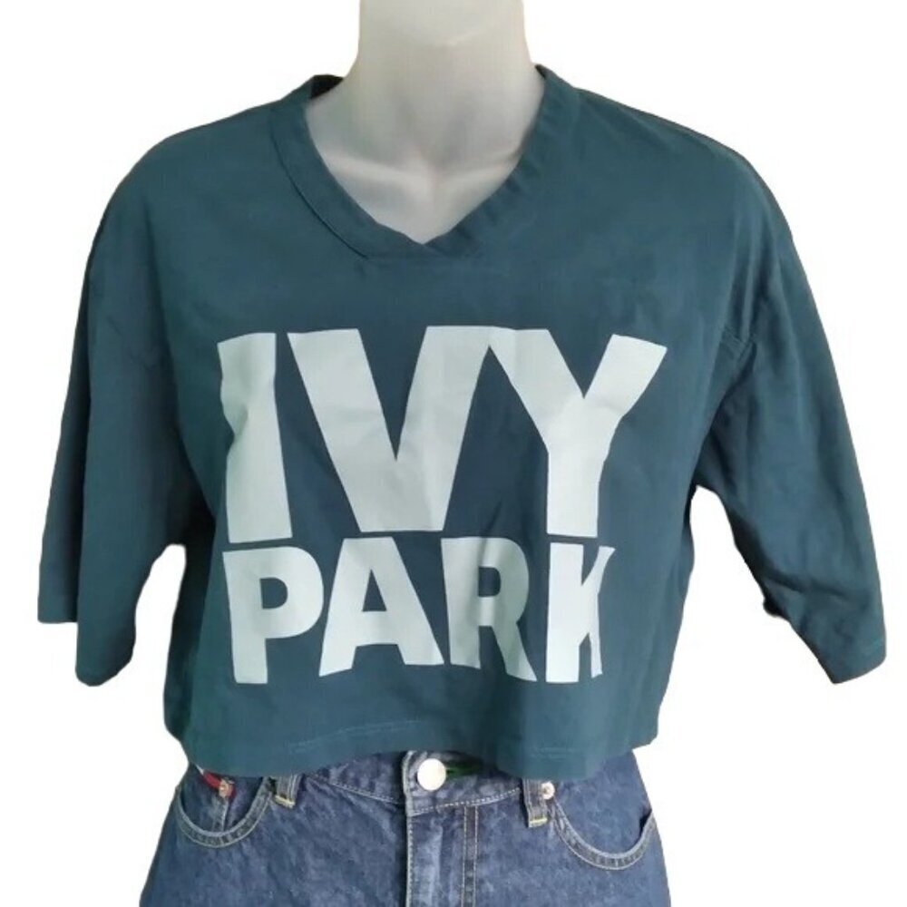 IVY PARK Teal Logo Crop Top - Picture 2 of 6